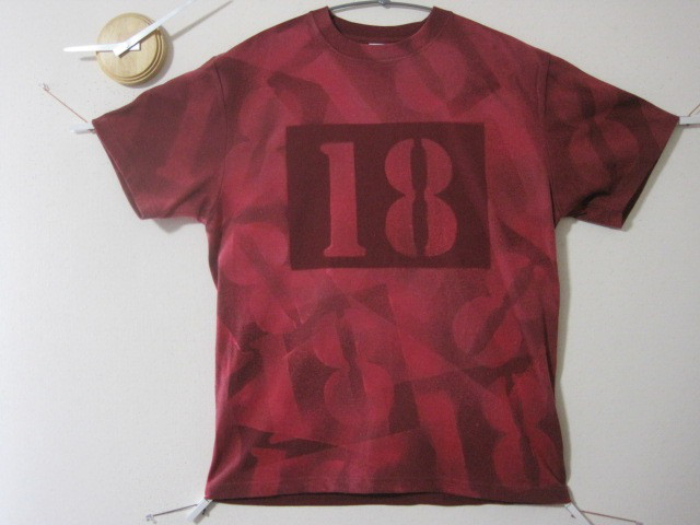 1点　残像　ゼッケン【18】ワイン　　総柄/デニム/ワンピース/ジーンズ//ゆるい/カワイイ