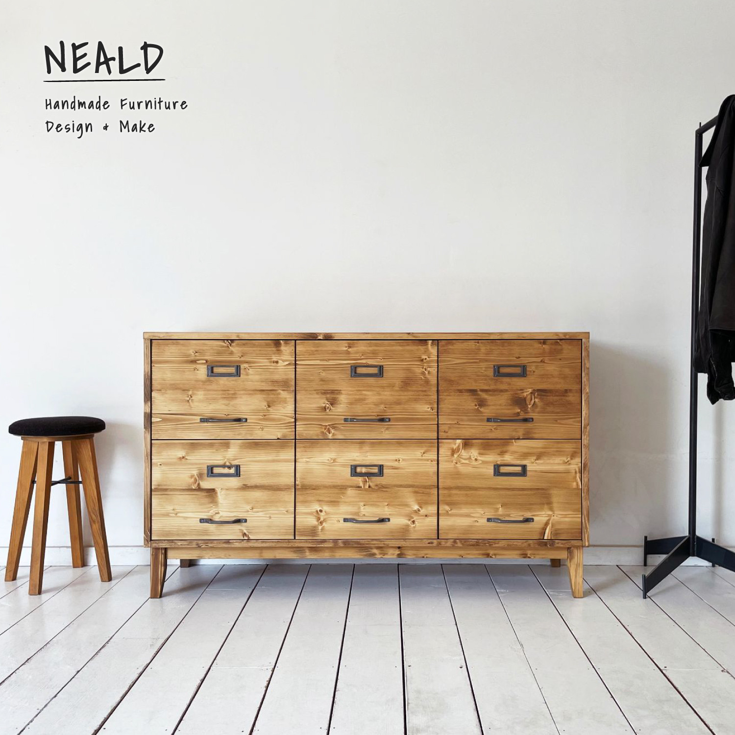 [送料無料] 無垢 ファイルキャビネット 書類棚 カップボード 食器棚 w125 [受注製作] 14-02