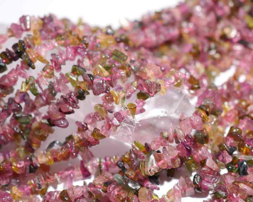 穴あき ピンクトルマリン さざれ 約10cm分 天然石 無染色 天然石