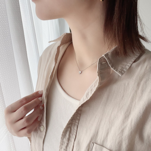 華奢ハート サージカルステンレスネックレス 金属アレルギー対応 変色 