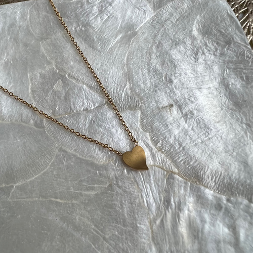 華奢ハート サージカルステンレスネックレス 金属アレルギー対応 変色