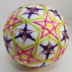 手鞠貓店手鞠「鳶尾花花園」白色 15cm Temari Temari Temari 四季擺件 第1張的照片