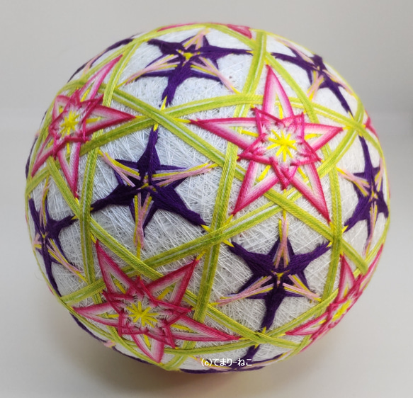 手鞠貓店手鞠「鳶尾花花園」白色 15cm Temari Temari Temari 四季擺件 第1張的照片