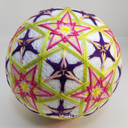 手鞠貓店手鞠「鳶尾花花園」白色 15cm Temari Temari Temari 四季擺件 第3張的照片