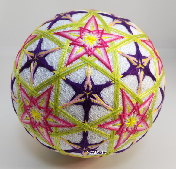 手鞠貓店手鞠「鳶尾花花園」白色 15cm Temari Temari Temari 四季擺件 第3張的照片