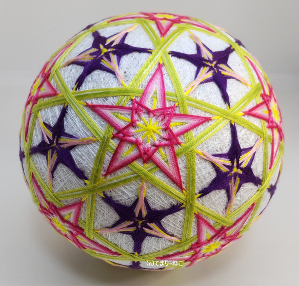 手鞠貓店手鞠「鳶尾花花園」白色 15cm Temari Temari Temari 四季擺件 第2張的照片