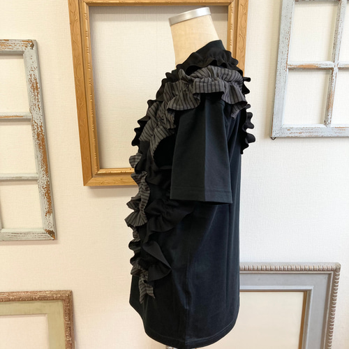 セール価格☆新品リメイクTシャツ❤️ボーダーフリルの半袖T