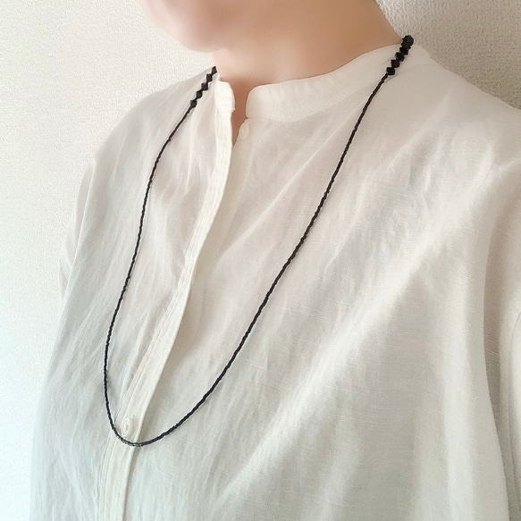 long necklace 　ヴィンテージビーズ&オニキス　アレルギー対応 4枚目の画像