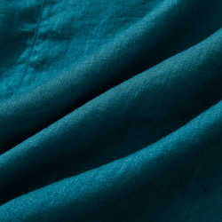 天然紋理亞麻襯衫，長袖襯衫，束腰外衣，孔雀藍 230513-3 第8張的照片