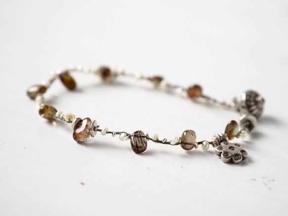 -Andulsite・ Pearl- braid bracelet 3枚目の画像