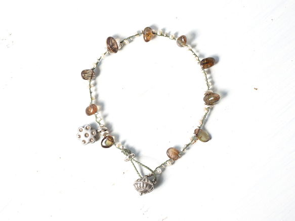 -Andulsite・ Pearl- braid bracelet 4枚目の画像