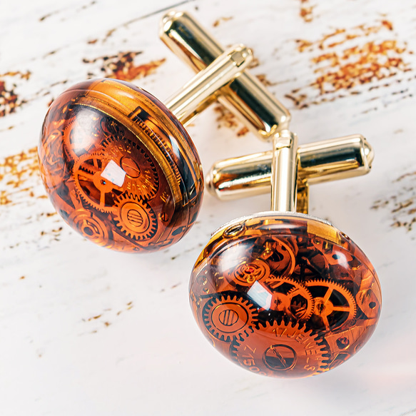 カフスボタン ゴールド 機械式時計 ムーブメント カフリンクス