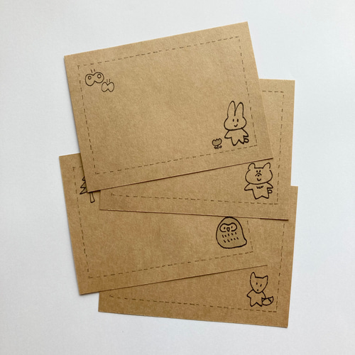 ひとことメッセージカード 《 森のどうぶつ 》 メッセージカード Kumai