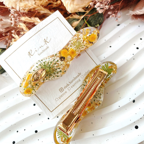 ミモザ♡うねうねニュアンスヘアクリップ 2本set ✩.*˚( ボタニカル 