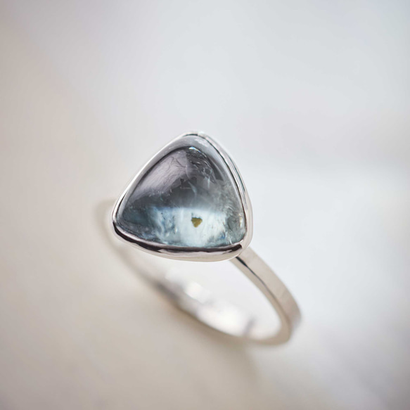 三角形な水色のトルマリンのシルバーリング(Silver950/天然石/指輪) 11枚目の画像