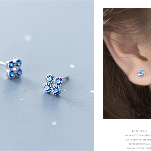 ピアス ブルークリスタル 青 スターリングシルバー925 金属アレルギー