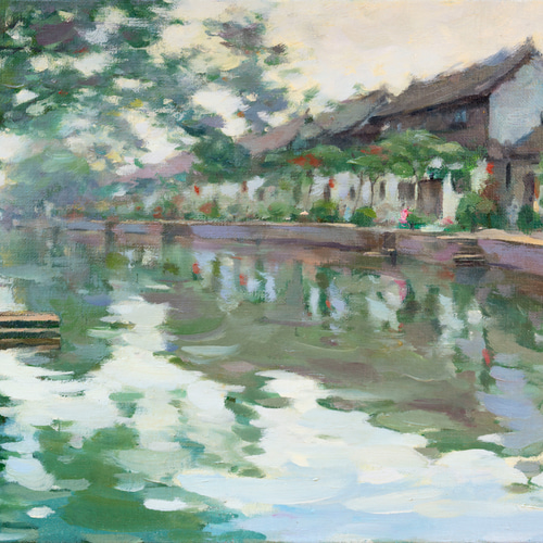 油絵「初夏のハルシュタット」F100号 原画