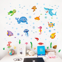 ウォールステッカー SZ23 海　動物　子供　幼稚園　癒す　DIY 壁紙　インテリアシート　剥がせるシール 送料無料 4枚目の画像