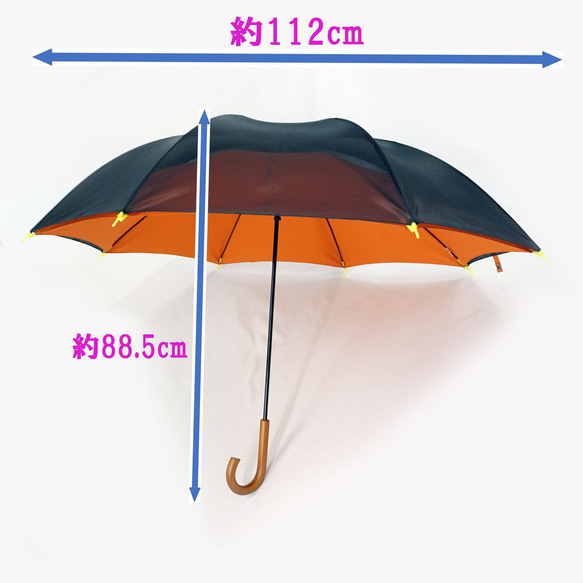 サイレントアンブレラ 高密度　降雨騒音低減　雨晴兼用　傘　日本製　職人手作り　丸安洋傘　ＳUKMA　ネイビ－ 8枚目の画像