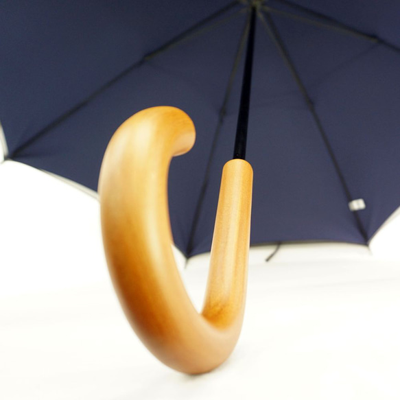 サイレントアンブレラ 高密度　降雨騒音低減　雨晴兼用　傘　日本製　職人手作り　丸安洋傘　ＳUKMA　ネイビ－ 5枚目の画像