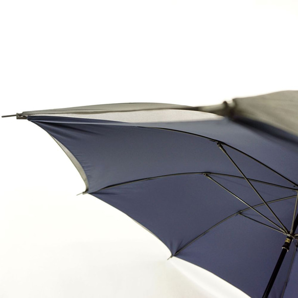 サイレントアンブレラ 高密度　降雨騒音低減　雨晴兼用　傘　日本製　職人手作り　丸安洋傘　ＳUKMA　ネイビ－ 7枚目の画像