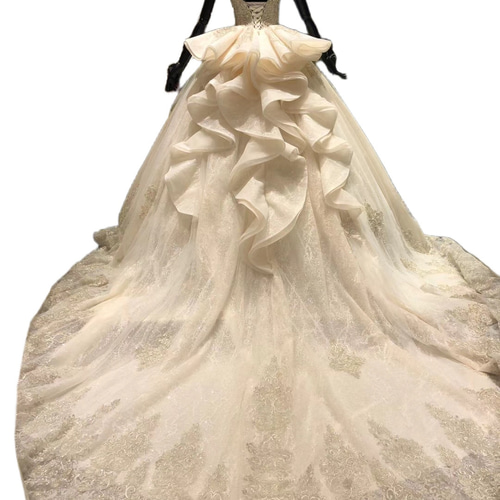 豪華！ 韓国風ビジューウエディングドレス キラキラ グリッター