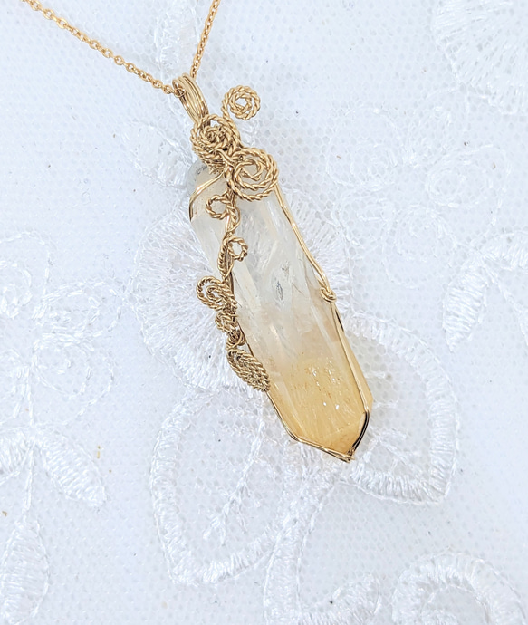 マンゴークォーツのワイヤーアクセサリー（ワイヤーラッピングの