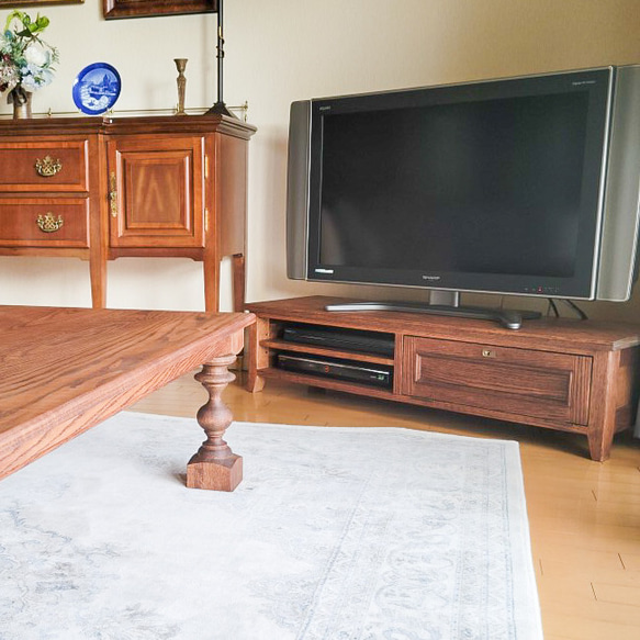 アンティーク調テレビボードW1200 テレビ台 ローボード ホワイトオーク