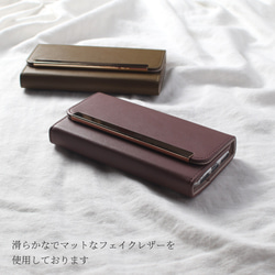 iphoneケース 手帳型 レザー カード収納 ミラー付き iPhone14 13 mini 12 SE 11 くすみ 5枚目の画像