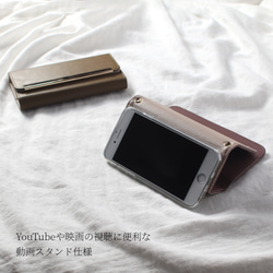 iphoneケース 手帳型 レザー カード収納 ミラー付き iPhone14 13 mini 12 SE 11 くすみ 9枚目の画像
