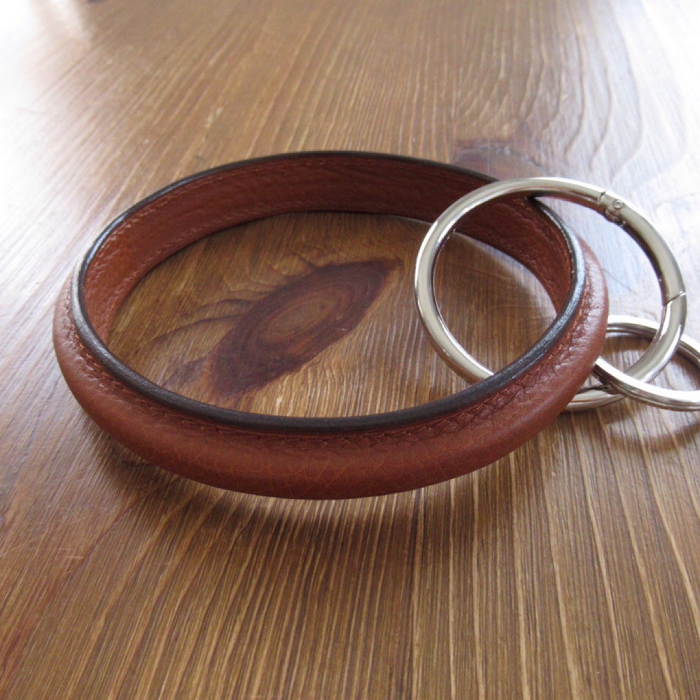 Wa"Key" ブレスレット キャメル ブレスキーホルダー キーリング イタリアンレザー　レザーキーホルダー