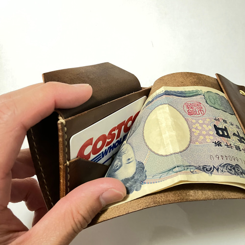 コンパクトウォレット 手縫い 二つ折り 本革 財布 コンパクト コンパクトウォレット 手縫い 二つ折り 本革 財布 コンパクト