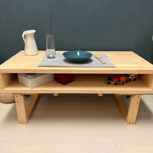 送料無料】 ローテーブル 長方形 90cm 45cm ロ形 2way パイン 
