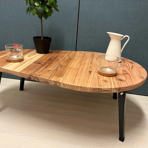 【いぬさま】 ローテーブル だるま形 90cm 60cm 杉 折りたたみ脚 送料無料】 ローテーブル だるま形 90cm 60cm 杉 折りたたみ脚 | iichi