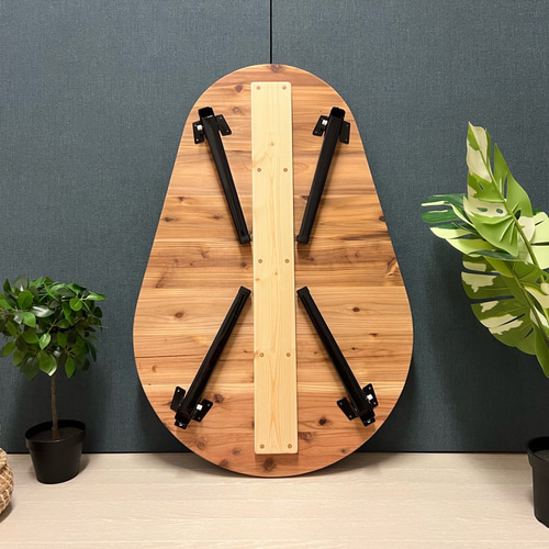 送料無料】 ローテーブル だるま形 90cm 60cm 杉 折りたたみ脚 ロー