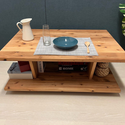 【送料無料】 ローテーブル 正方形 90cm 杉 ナチュラル 棚付き 送料無料】 ローテーブル 正方形 90cm パイン オーク 棚付き