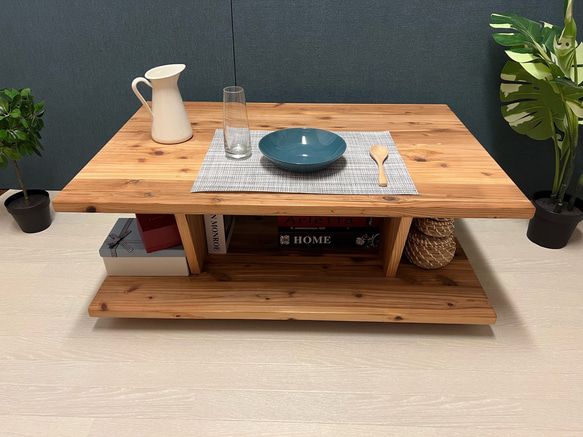 【送料無料】 ローテーブル 八角形 90cm 杉 ナチュラル 棚付き 送料無料】 ローテーブル 長方形 90cm 60cm スギ 縦柄