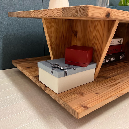 送料無料】 ローテーブル 長方形 90cm 60cm 2段収納 杉 ローテーブル