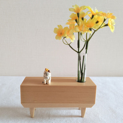 木製 花器 持ち手付き 木製 一輪挿し 小台脚付き フラワーベース 一輪挿し・花瓶・花器