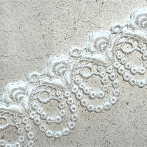 2m コットンケミカルレース ガーランド柄 日本製 lace-No,163 レース