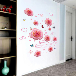 ウォールステッカー SZ24 ピンクバラ　ローズ　ローマン　新婚　癒す　DIY 壁紙　インテリアシート　剥がせるシール 3枚目の画像