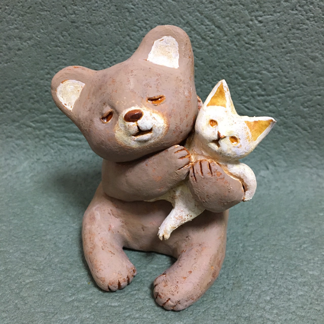 テディベア クマ 子供 石像 親子 置物 オーナメント・オブジェ