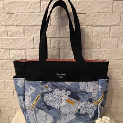 A4サイズが入るミナペルホネン ロージー　ハンドメイド　立体ポケットトートバック 送料込】ローズ A4サイズサイドポケットトートバッグ