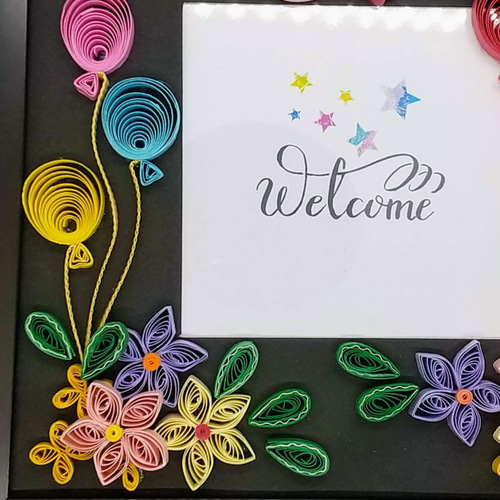 ペーパークイリング♥クリアーフォトフレーム 再販」ペーパークイリング・フォトフレーム・風船ブラック