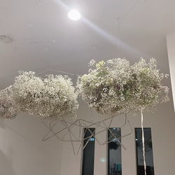 flying wreath かすみ草 紫陽花 フライングリース  カスミソウ リース ナチュラル 2枚目の画像
