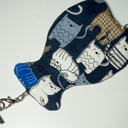 深藍貓咪鑰匙包鑰匙圈 第4張的照片