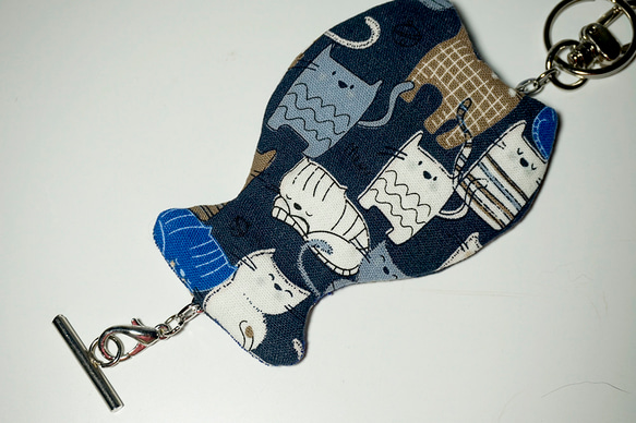 深藍貓咪鑰匙包鑰匙圈 第4張的照片