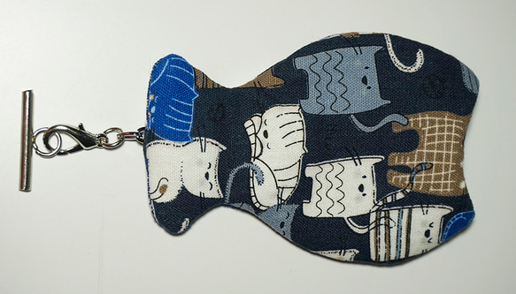 深藍貓咪鑰匙包鑰匙圈 第5張的照片