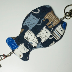 深藍貓咪鑰匙包鑰匙圈 第3張的照片