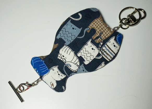 深藍貓咪鑰匙包鑰匙圈 第3張的照片